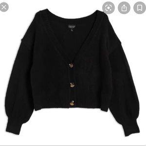 Topshop balloon sleeve, horn button crop sweater
